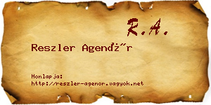 Reszler Agenór névjegykártya